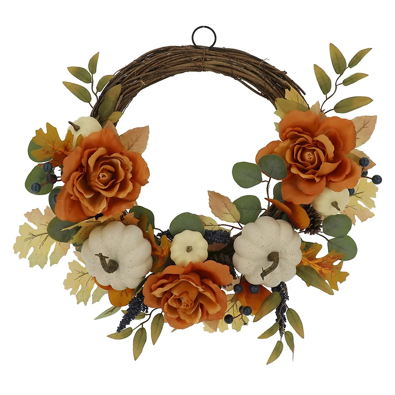 24" Peony & Pumpkin Wreath by Ashland®