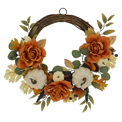 24" Peony & Pumpkin Wreath by Ashland®