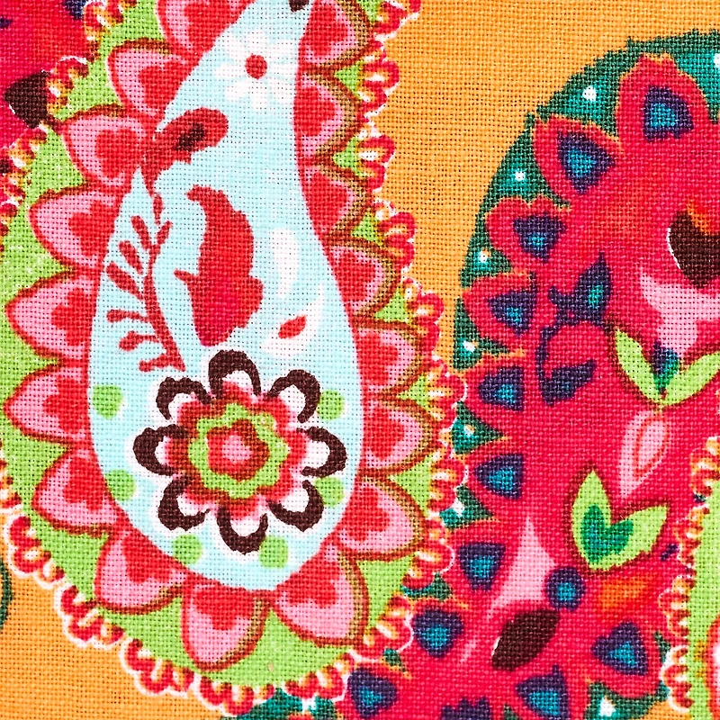 Orange Paisley Cotton Fashionable Fabric by Loops & Threads®