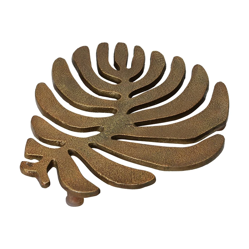 Hello Honey® 7" Brass Finish Cast Aluminum Leaf Trivet