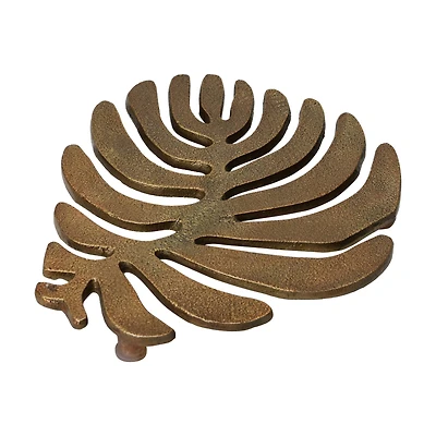 Hello Honey® 7" Brass Finish Cast Aluminum Leaf Trivet