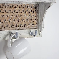 Whitewashed Wood Coat Rack With Shelf