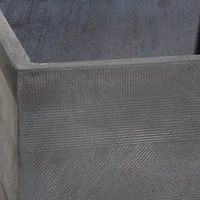 Set of 2 Grey Polystone Contemporary Planter, 13", 15"