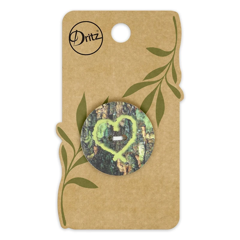 Dritz® 30mm Light Green Sustainable Coconut Round Heart Button, 3ct.