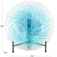 18" Blue Ombre Starburst Glass Charger with Wavy Edge
