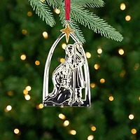 3.75" Gold & Silver Nativity Scene Ornament