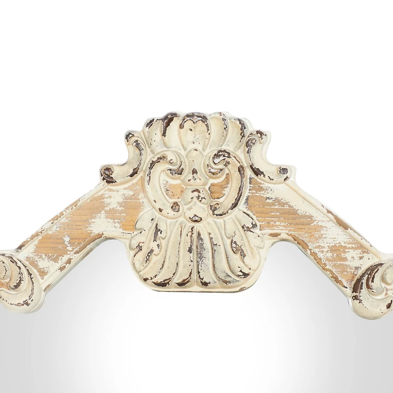 Cream Vintage Wood Wall Mirror, 39" x 25"