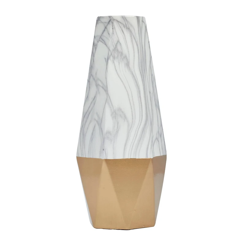 18" Gold Stoneware Contemporary Vase