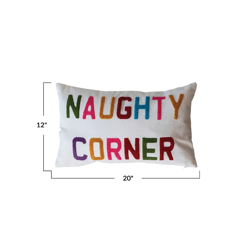 Hello Honey® 20" x 12" Naughty Corner Cotton Slub Lumbar Pillow with Tufting