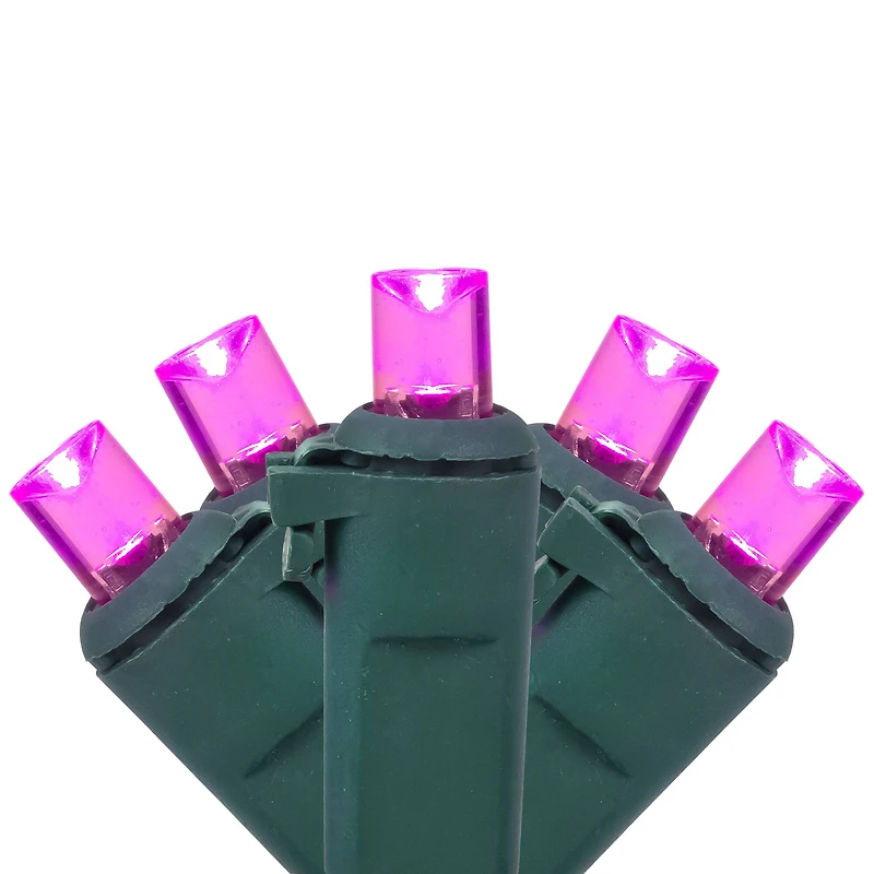 50ct Pink LED Wide Angle Christmas Lights  16.25ft Green Wire