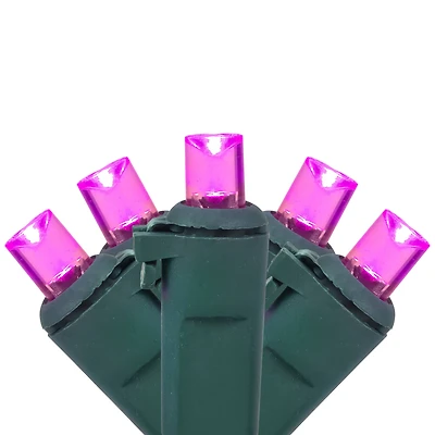 50ct Pink LED Wide Angle Christmas Lights  16.25ft Green Wire