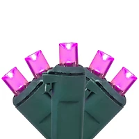 50ct Pink LED Wide Angle Christmas Lights  16.25ft Green Wire