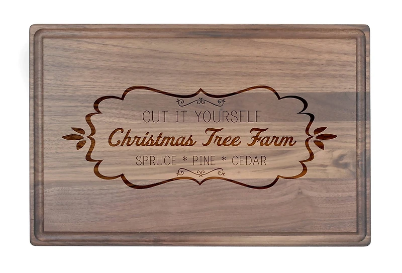 17" Cut it Yourself Christmas Tree Farm Walnut Cutting Board
