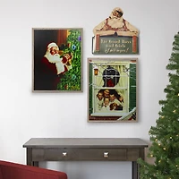 19" Lighted Norman Rockwell 'Santa Trimming Tree' Christmas Wall Art