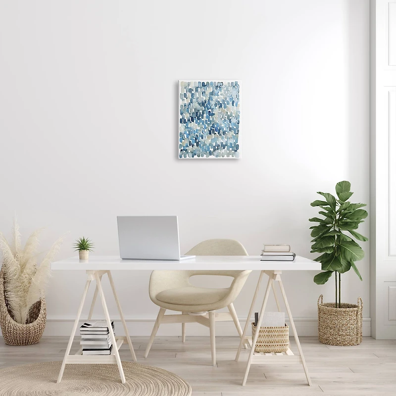 Stupell Industries Coastal Tile Abstract Soft Blue Beige Shapes Canvas Wall Art