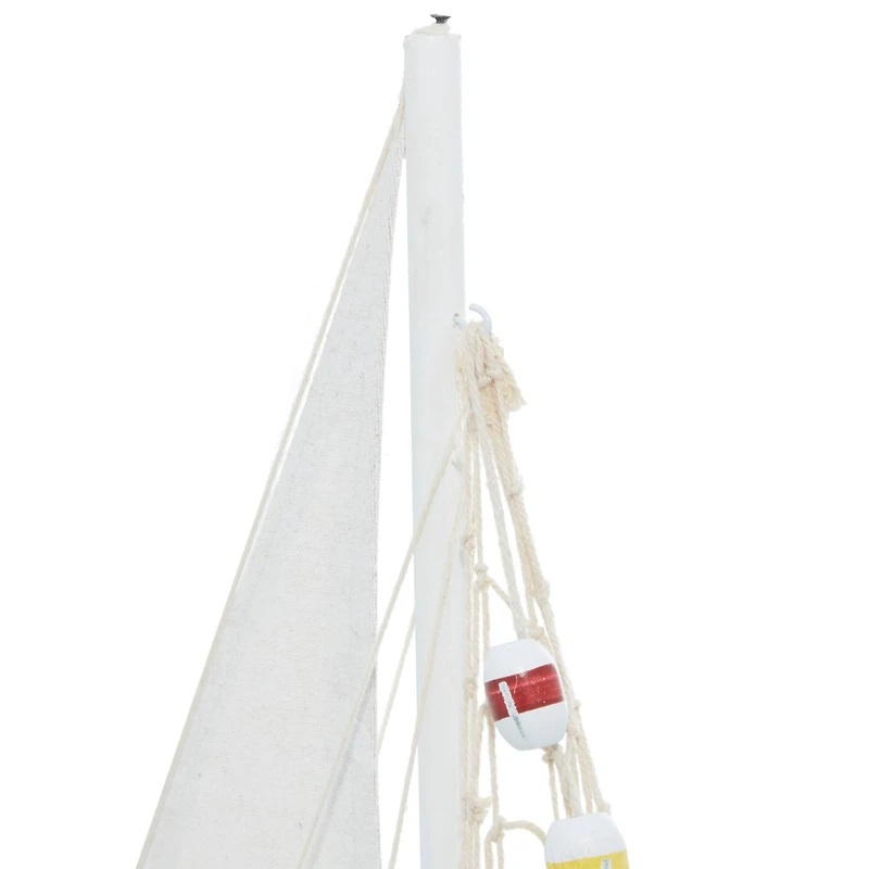 White Wood Coastal Sail Boat Sculpture Set
