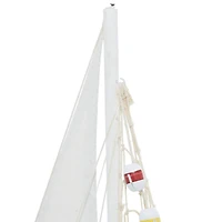 White Wood Coastal Sail Boat Sculpture Set