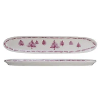 Hello Honey® 14.25" Pink & Cream Forest Long Oval Stoneware Dish