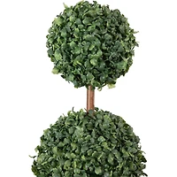 38" Unlit Artificial Two-Tone Boxwood Triple Ball Topiary Tree with Round Pot