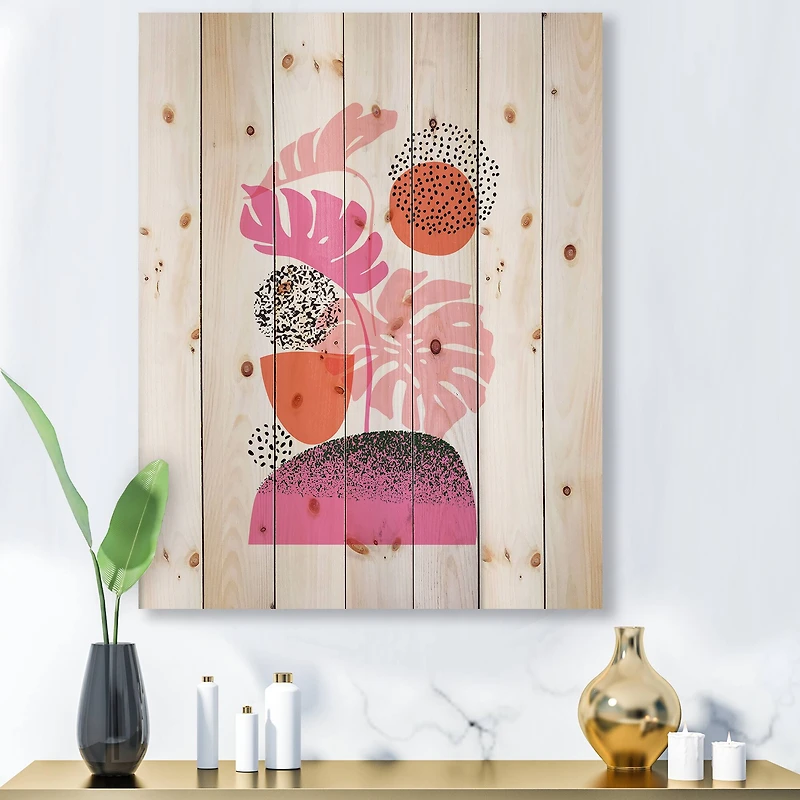 Designart - Geometric Moon & Sun Shapes With Tropical Leaves