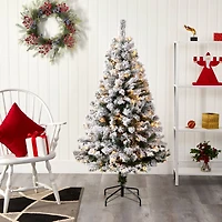 5ft. Pre-Lit Flocked West Virginia Fir Artificial Christmas Tree, Clear LED Lights