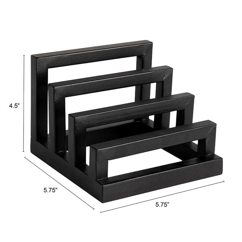 Hello Honey® Tri-Sectional Black Metal Plate Stand Organizer