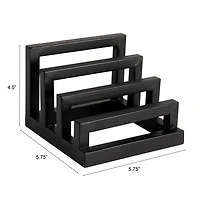 Hello Honey® Tri-Sectional Black Metal Plate Stand Organizer