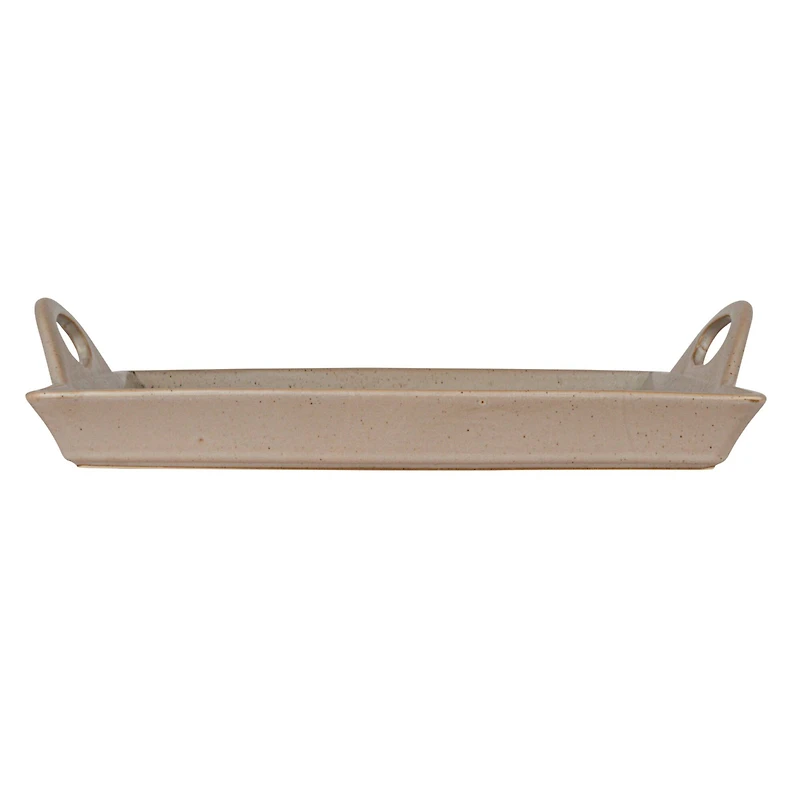 Hello Honey® 16.5" White Antique Elegance Stoneware Serving Tray with Handles