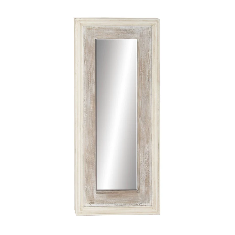 59" White Farmhouse Wood Wall Mirror
