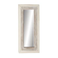 59" White Farmhouse Wood Wall Mirror