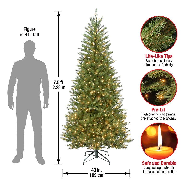 ft. Pre-Lit Dunhill® Fir Slim Artificial Christmas Tree