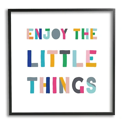 Stupell Industries Enjoy Little Things Kids' Motivational Phrase Block Typography Framed Wall Art