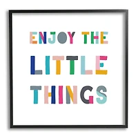 Stupell Industries Enjoy Little Things Kids' Motivational Phrase Block Typography Framed Wall Art