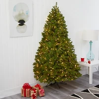 6ft. Pre-Lit Cambridge Spruce Flat Back Artificial Christmas Tree, Warm White LED Lights