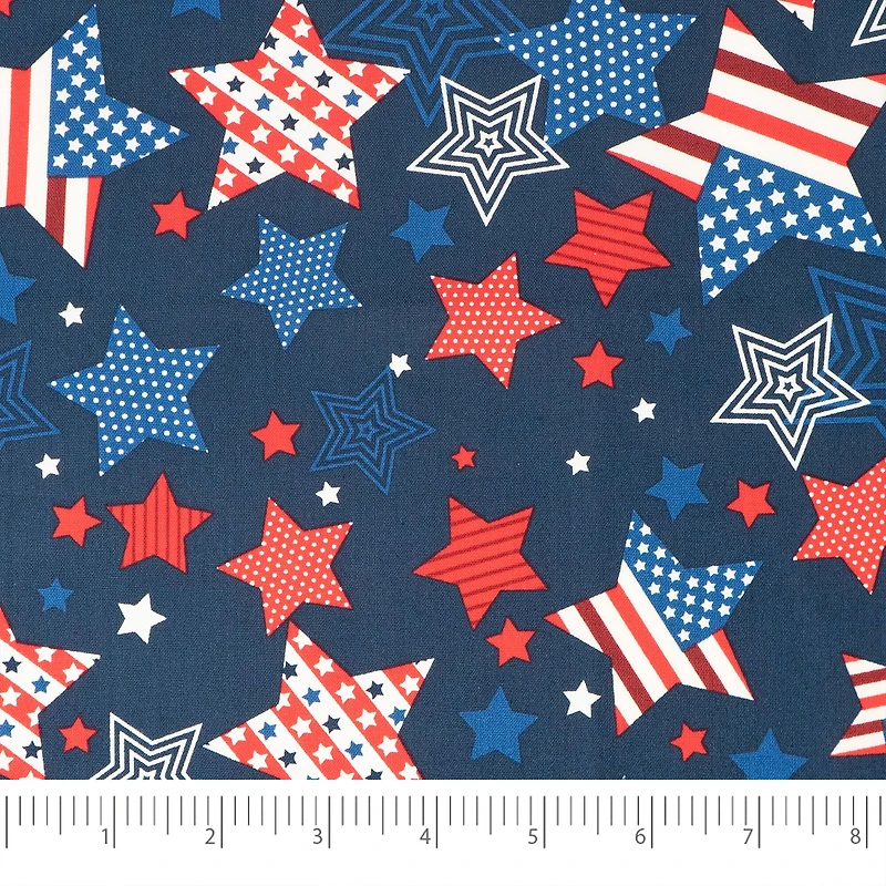 SINGER Patriotic Star Allover on Navy Print Ringspun Cotton Fabric