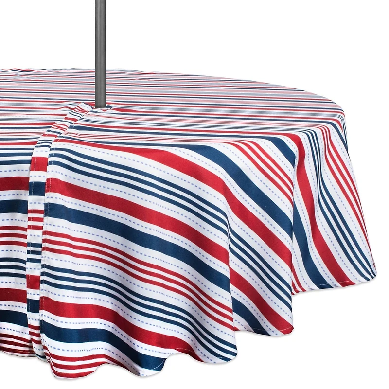 DII® 52" Patriotic Stripe Outdoor Tablecloth with Zipper