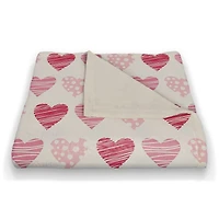 Tri Hearts Coral Fleece Throw Blanket
