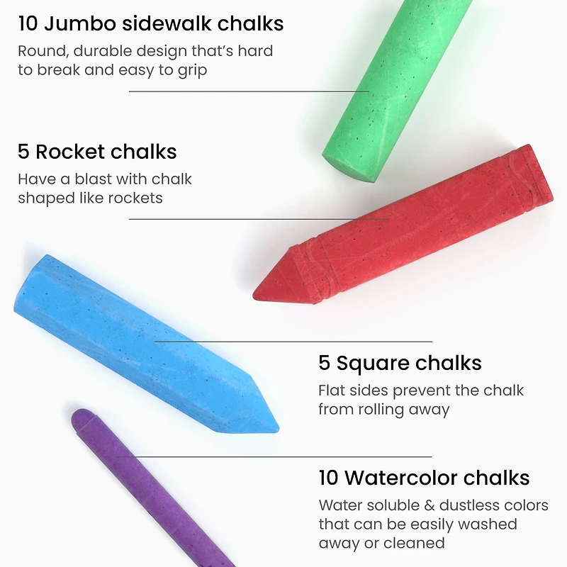 Arteza® Kids Ultimate Chalk Set of 37 pcs, Green Box Handle