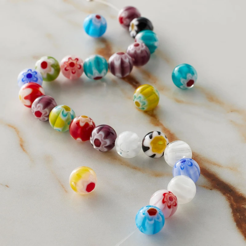 Millefiori Flower Glass Round Bead Mix by Bead Landing™