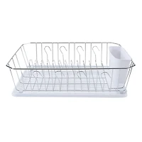 Kitchen Details White 3-Piece Chrome Dish Rack Set