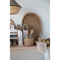 Hello Honey® Decorative Handwoven Oval Seagrass and Rattan Trays with Handles Set