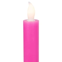 Set of 4 Purple and Pink Flickering LED Christmas Advent Wax Taper Candles 9.5"