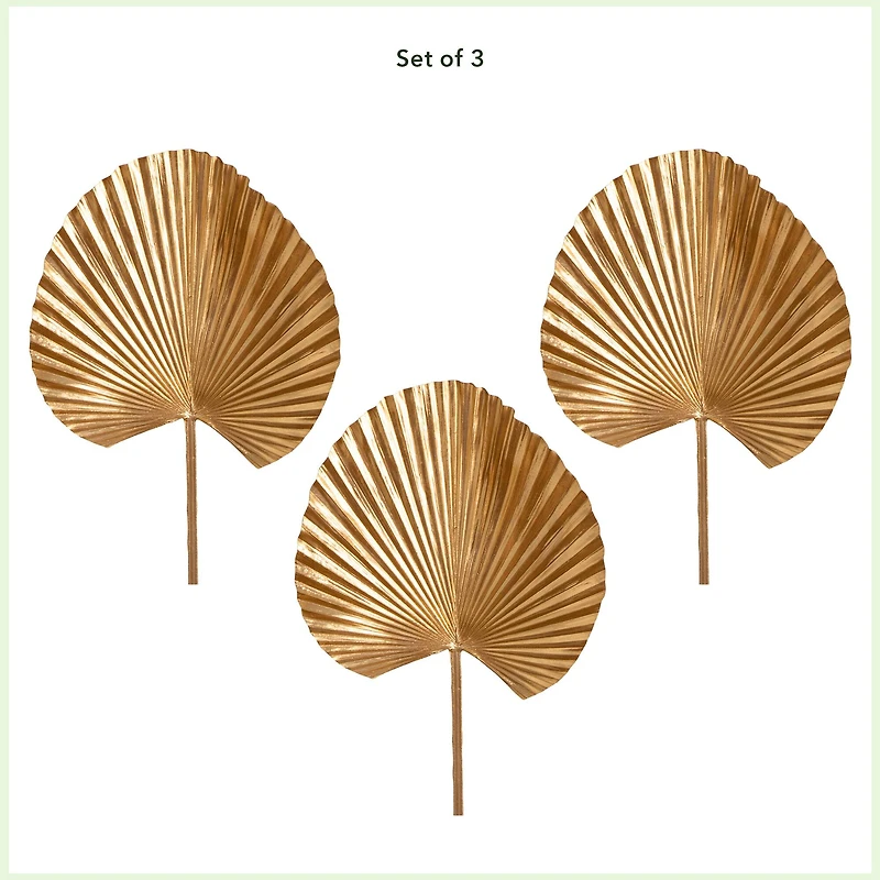 40" Gold Ruffled Fan Palm Stems, 3ct.