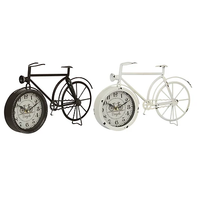 15" Metal Country Cottage Bicycle Clock Set