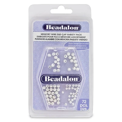 Beadalon® Silver Plated Memory Wire End Caps Variety Pack