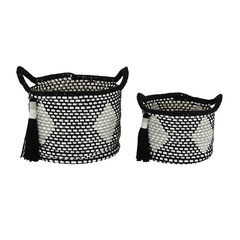 Black Polyester Traditional Storage Basket Set