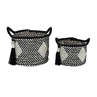 Black Polyester Traditional Storage Basket Set