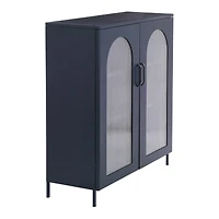 Hello Honey® Solstice 3ft. Black Metal Cabinet with Arched Glass Doors