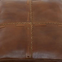 19" Brown Leather Rustic Stool