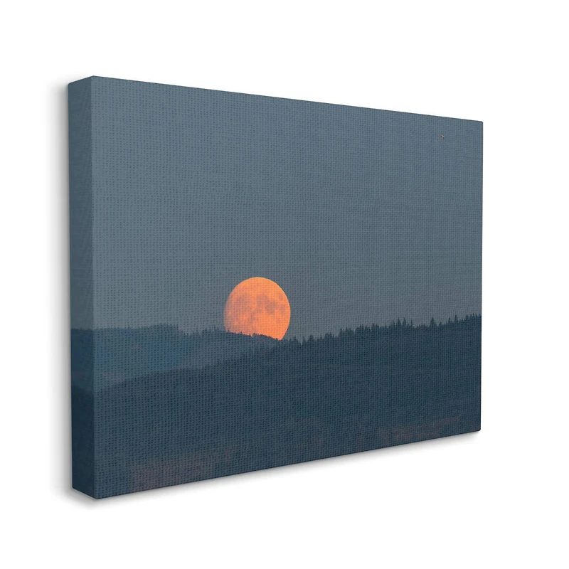 Stupell Industries Orange Moon over Dark Mountain Tree Forest Canvas Wall Art